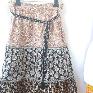 Boho Chic Floral Patterned A-line Skirt Fall Women's Skirt 100% Cotton Sz Med-L